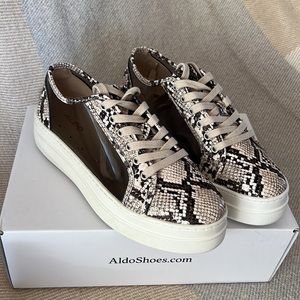 Platform ALDO clear side accent snake skin sneakers NWT